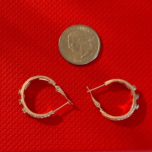 Womens Rhinestone Circle Drop Earrings Dazzling Fashion Jewelry Rose Golden NWOT - Picture 3 of 8